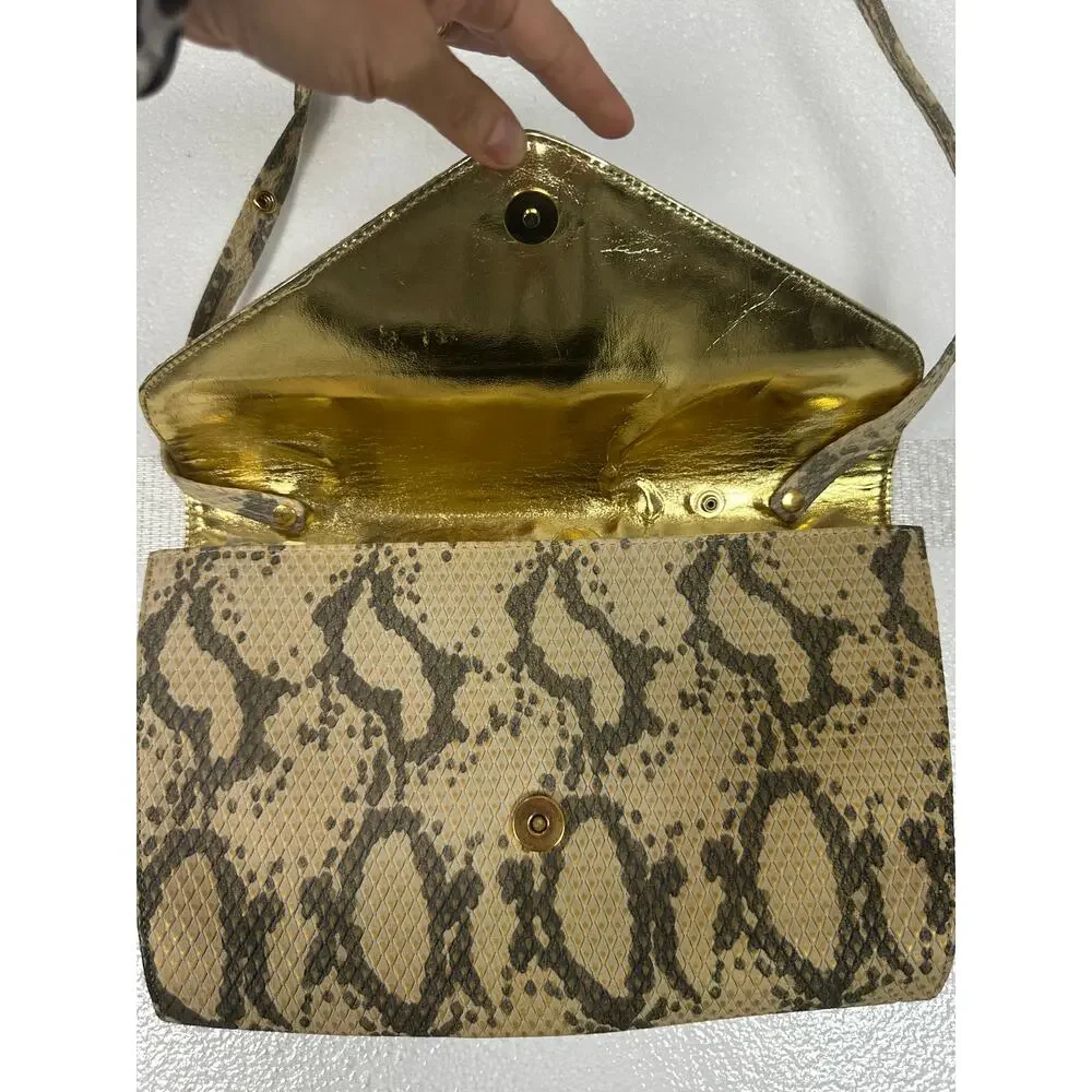 Timothy Hitsman Vintage Made in Spain Snakeskin Pattern Envelope Clutch